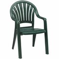 Grosfillex 49092078 / US092078 Pacific Amazon Green Fanback Stacking Resin Armchair - Pack of 4, 4PK 38349092078PK
